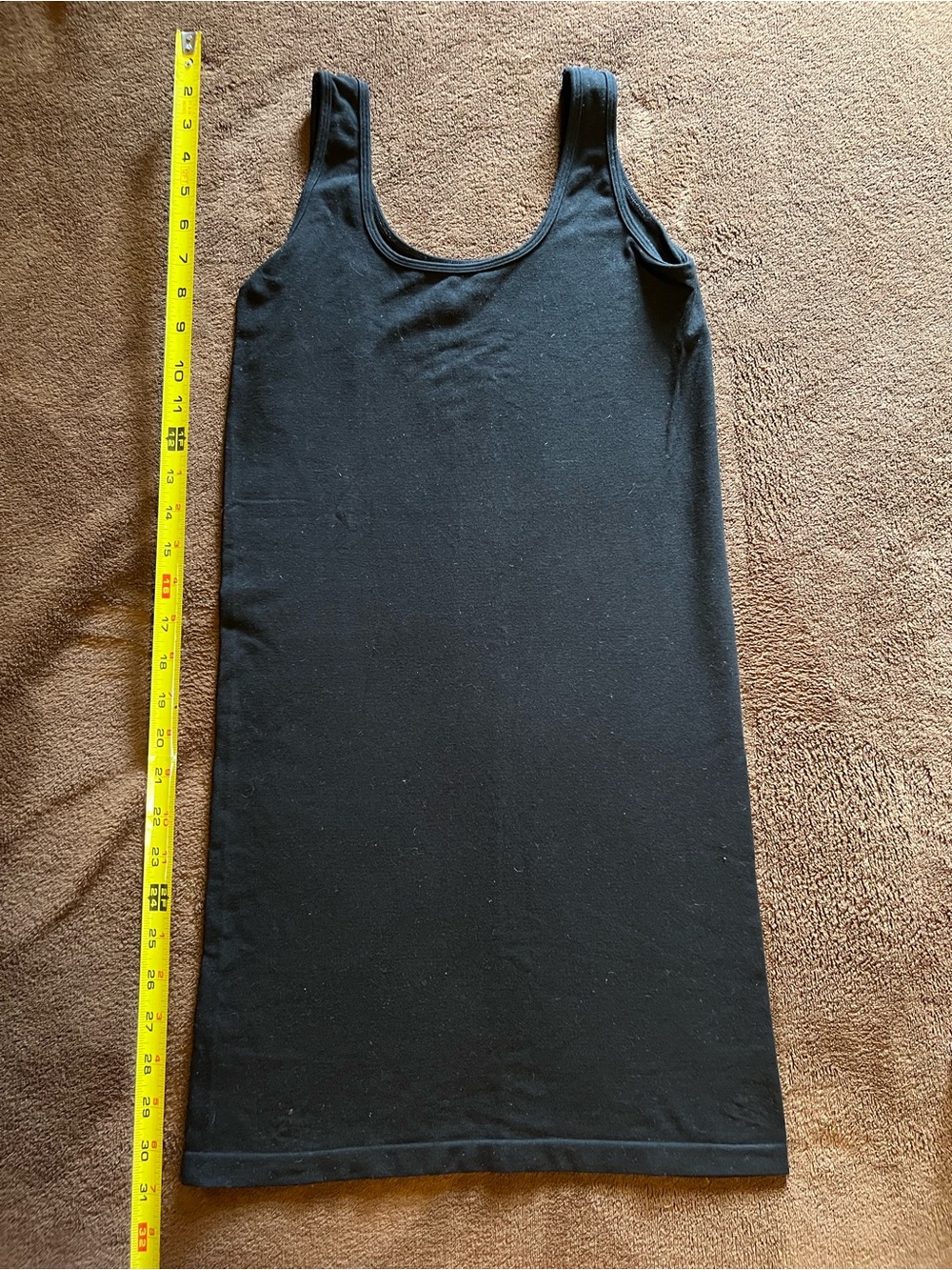 Long Length Black stretchy Tank Top